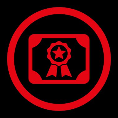 Sertifika düz kırmızı yuvarlak renkli vektör simgesi