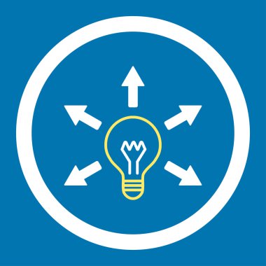 Idea flat yellow and white colors rounded vector icon