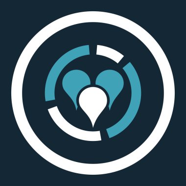 Geo diagram flat blue and white colors rounded vector icon