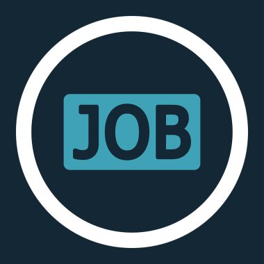 Job flat blue and white colors rounded vector icon