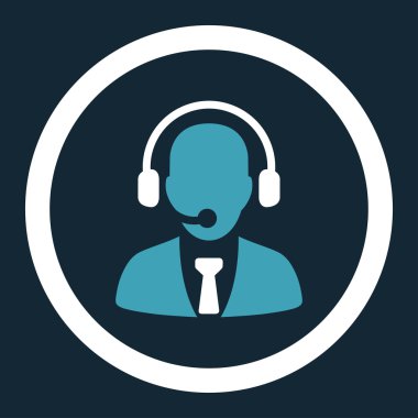 Call center flat blue and white colors rounded vector icon