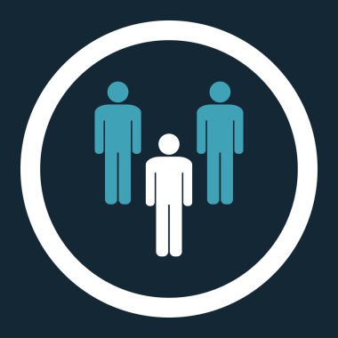 Community flat blue and white colors rounded vector icon