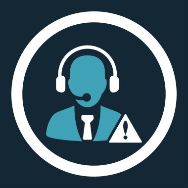 Emergency service flat blue and white colors rounded vector icon