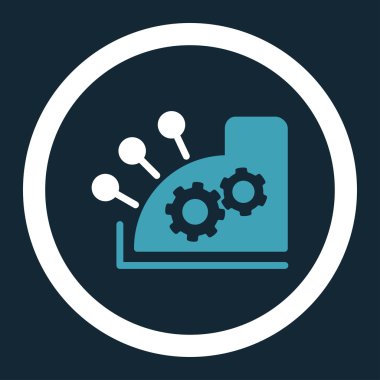Cash register flat blue and white colors rounded vector icon