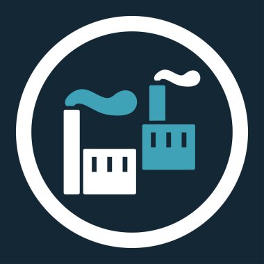 Industry flat blue and white colors rounded vector icon
