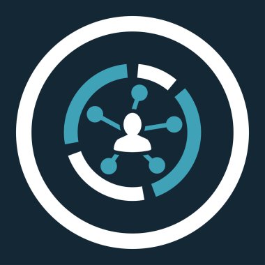 Relations diagram flat blue and white colors rounded vector icon