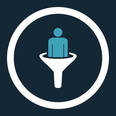 Sales funnel flat blue and white colors rounded vector icon