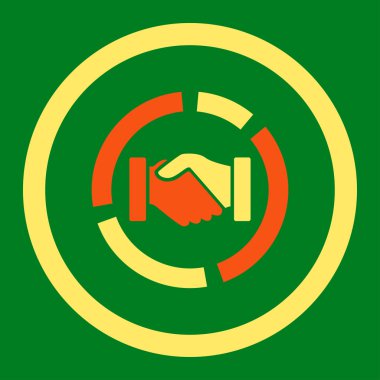 Acquisition diagram flat orange and yellow colors rounded vector icon