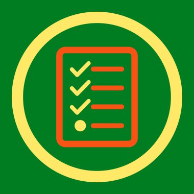 Checklist flat orange and yellow colors rounded vector icon