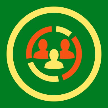 Demography diagram flat orange and yellow colors rounded vector icon