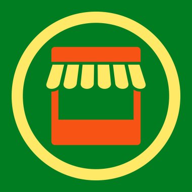 Store flat orange and yellow colors rounded vector icon
