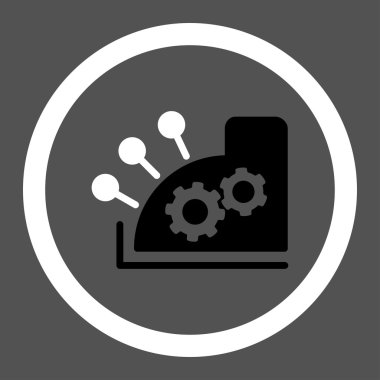 Cash register flat black and white colors rounded vector icon