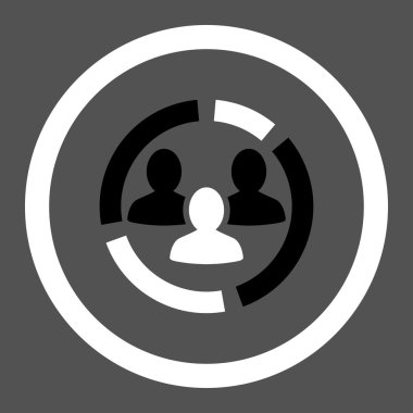 Demography diagram flat black and white colors rounded vector icon
