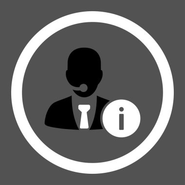 Help desk flat black and white colors rounded vector icon