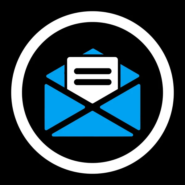 Abrir correo plano azul y blanco colores redondeados vector icono — Archivo Imágenes Vectoriales