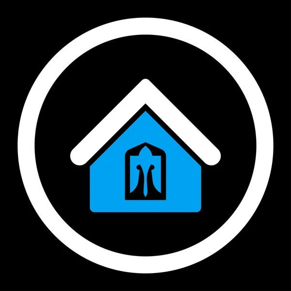 Huis platte blauwe en witte kleuren afgeronde vector pictogram — Stockvector