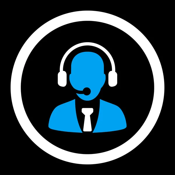Call center flat blue and white colors rounded vector icon — Διανυσματικό Αρχείο