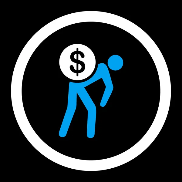 Money courier flat blue and white colors rounded vector icon — Διανυσματικό Αρχείο
