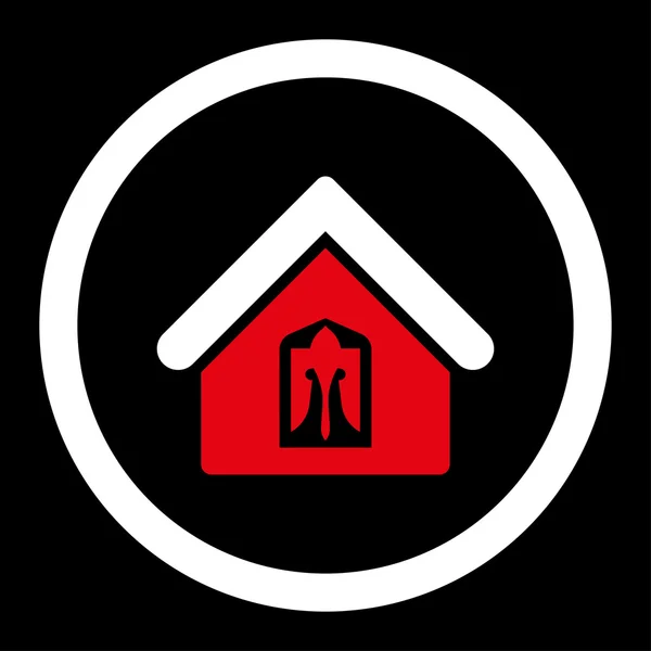 Huis plat rode en witte kleuren afgeronde vector pictogram — Stockvector
