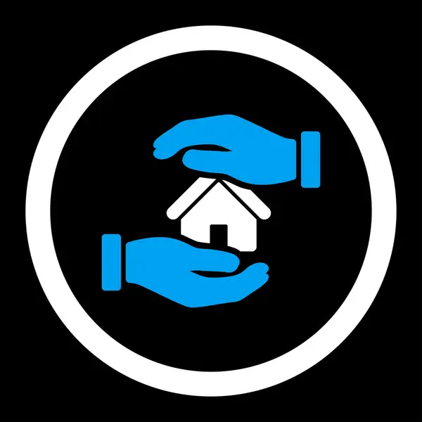 Realty insurance flat blue and white colors rounded vector icon — Διανυσματικό Αρχείο