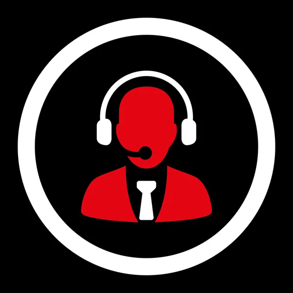 Call center rojo plano y blanco colores redondeado icono de vector — Archivo Imágenes Vectoriales