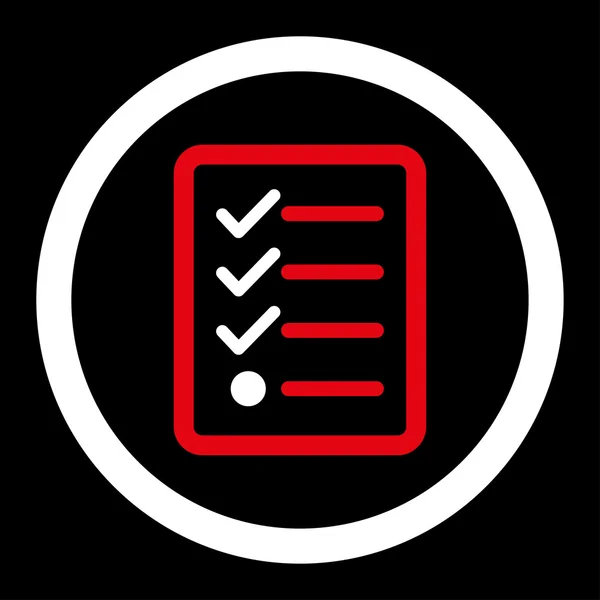 Checklist flat red and white colors rounded vector icon — ストックベクタ