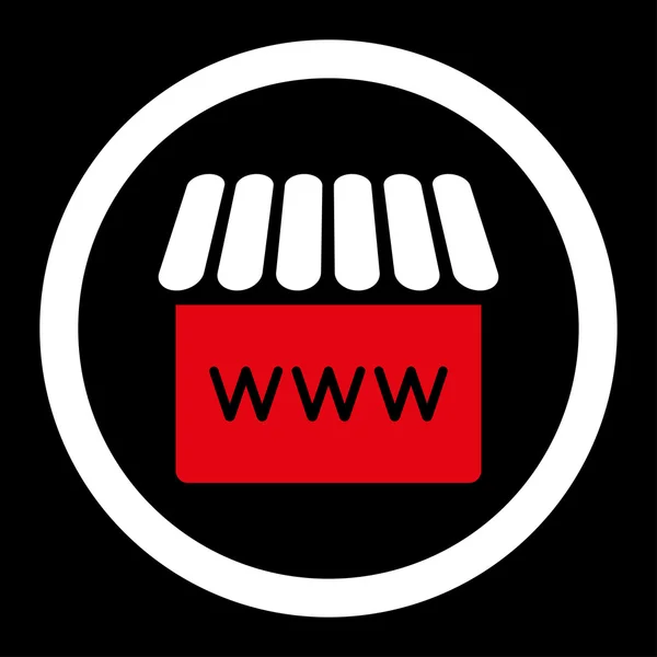 Webstore plana rojo y blanco colores redondeados icono de vector — Vector de stock
