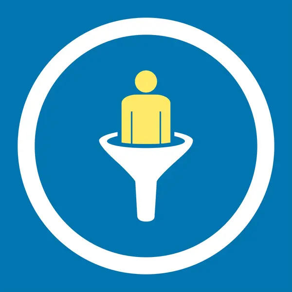 Sales funnel flat yellow and white colors rounded vector icon — Διανυσματικό Αρχείο