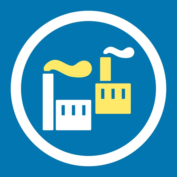 Industry flat yellow and white colors rounded vector icon — Διανυσματικό Αρχείο