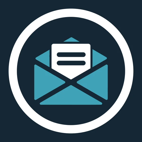 Open mail plat bleu et blanc couleurs arrondi icône vectorielle — Image vectorielle