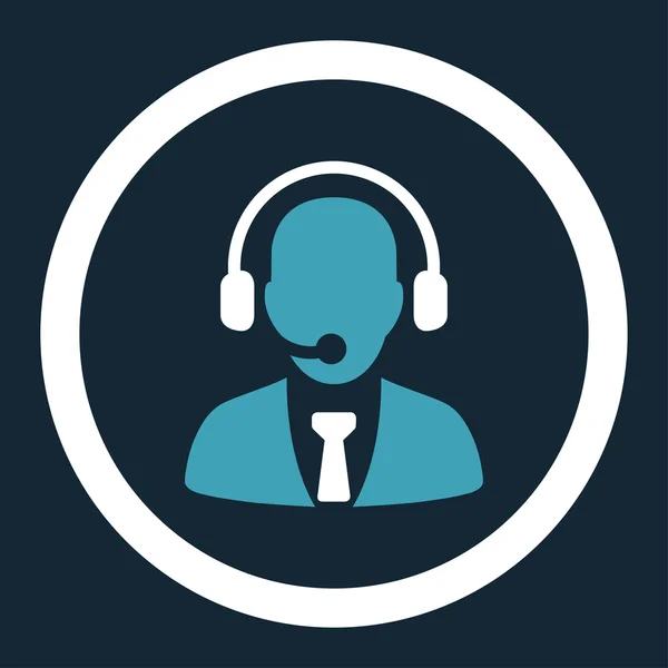 Call center flat blue and white colors rounded vector icon — 스톡 벡터