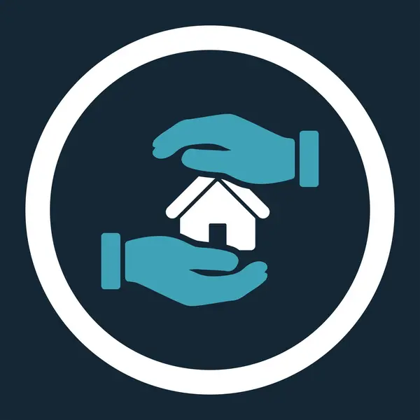 Realty insurance flat blue and white colors rounded vector icon — 图库矢量图片