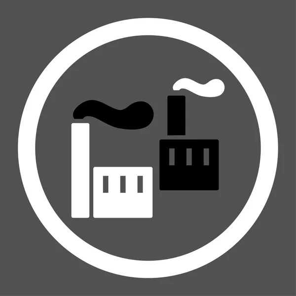 Industria plana en blanco y negro colores redondeados vector icono — Archivo Imágenes Vectoriales