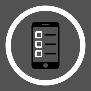 Mobile test flat black and white colors rounded vector icon