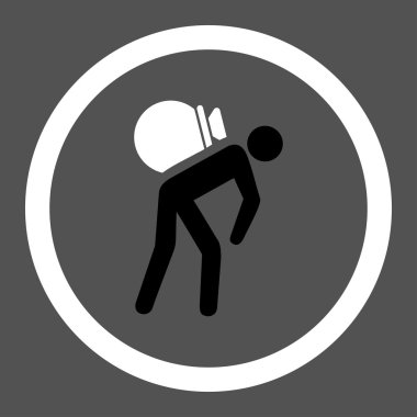 Porter flat black and white colors rounded vector icon