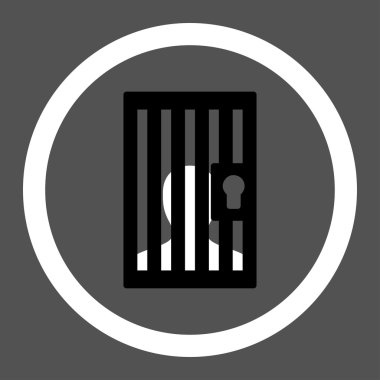 Prison flat black and white colors rounded vector icon
