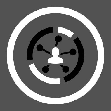 Relations diagram flat black and white colors rounded vector icon