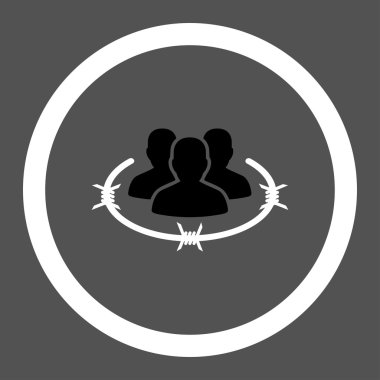 Strict management flat black and white colors rounded vector icon