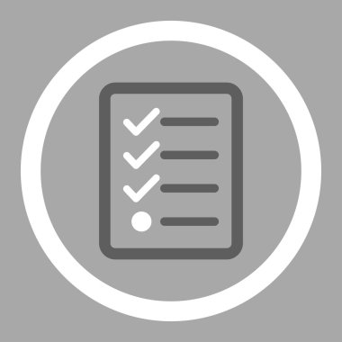 Vektör simgesi denetim listesi düz koyu gri ve beyaz renkler yuvarlak