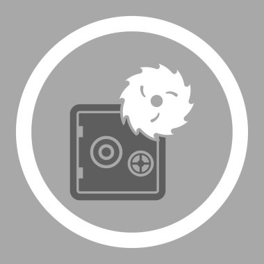 Hacking hırsızlık düz koyu gri ve beyaz renkler yuvarlak vektör simgesi