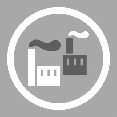 Sanayi düz koyu gri ve beyaz renkler vektör simge yuvarlak