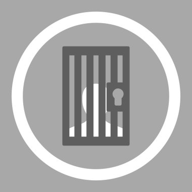 Prison flat dark gray and white colors rounded vector icon