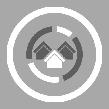 Realty diyagramı düz koyu gri ve beyaz renkler vektör simge yuvarlak