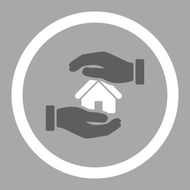 Realty insurance flat dark gray and white colors rounded vector icon