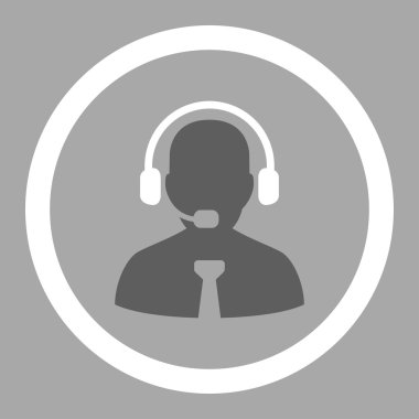 Destek Sohbet düz koyu gri ve beyaz renkler yuvarlak vektör simgesi