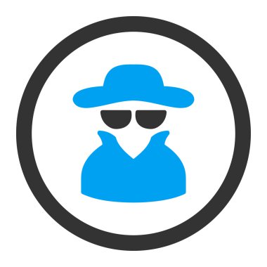 Düz mavi ve gri renkler yuvarlak vektör simgesi