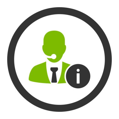 Yardım Danışma düz eko yeşil ve gri renkler yuvarlak vektör simgesi