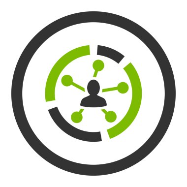 İlişkiler diyagram düz eko yeşil ve gri renkler vektör simge yuvarlak