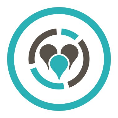 Geo diyagramı yuvarlak düz gri ve mavi renkler vektör simgesi