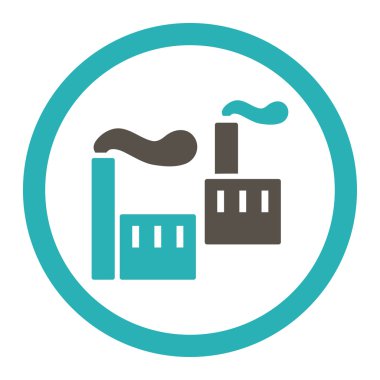 Industry flat grey and cyan colors rounded vector icon